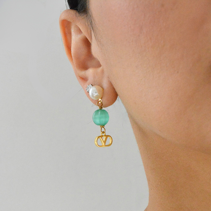 V Green Earring by MARO green statement earring
