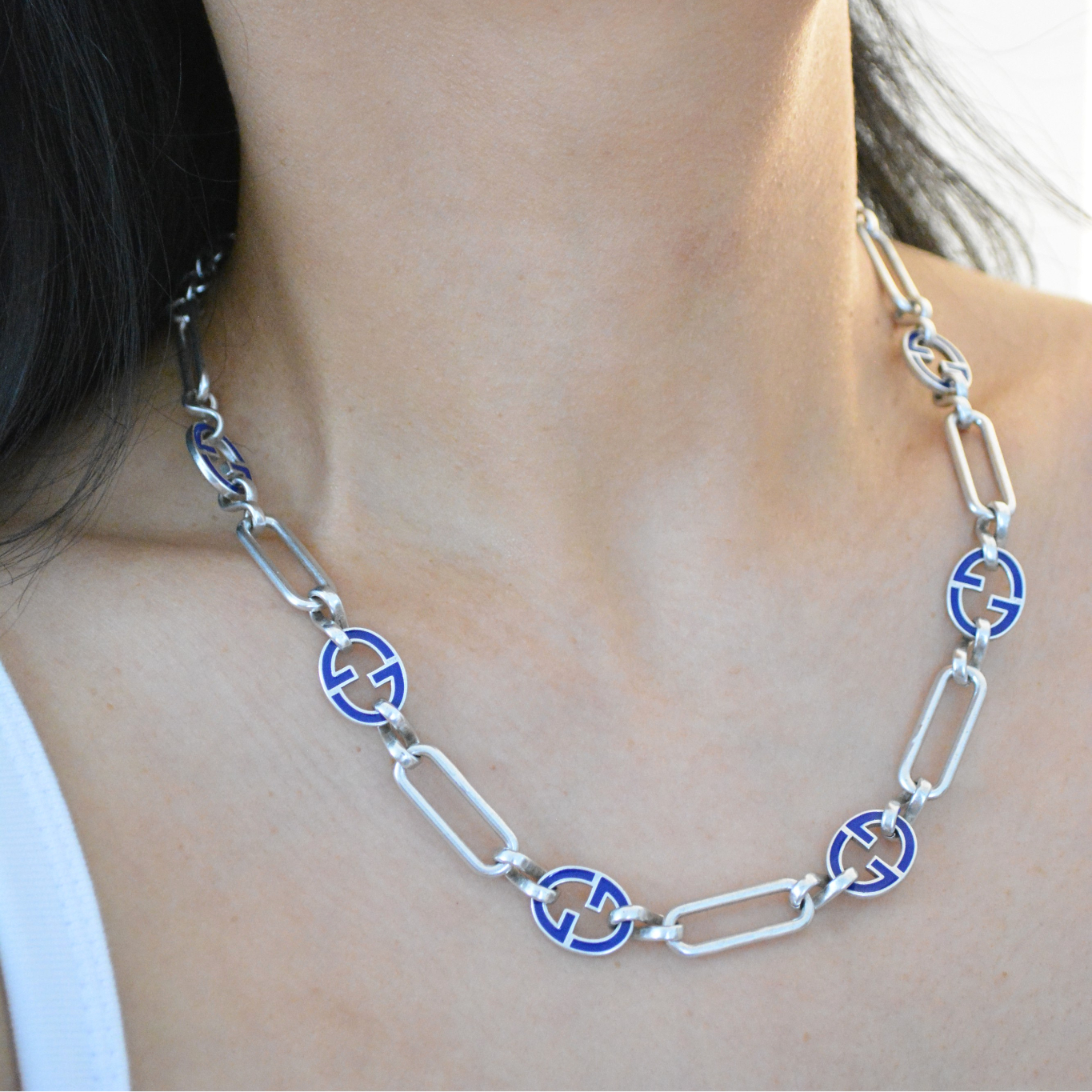 G SILVER & BLUE NECKLACE
