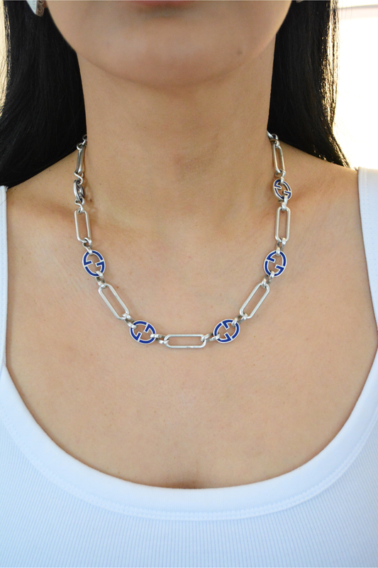 G Silver and Blue Necklace by MARO, alternate product view