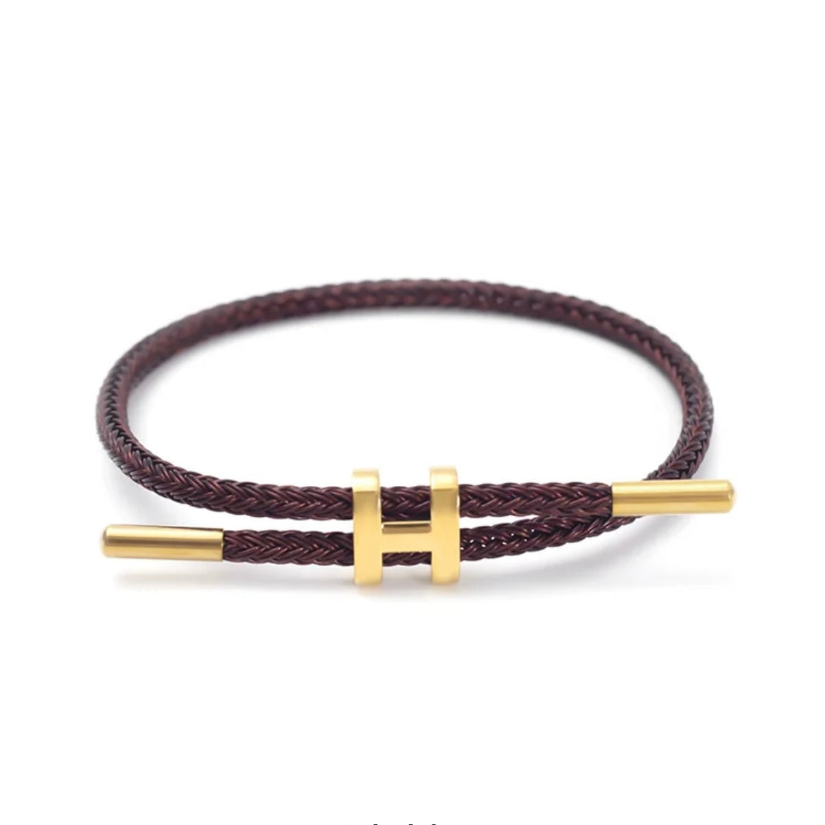 Brown braided Mix & Match bracelet by MARO JEWELRY – adjustable unisex rope bracelet with gold accent for everyday style.