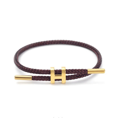 Brown braided Mix & Match bracelet by MARO JEWELRY – adjustable unisex rope bracelet with gold accent for everyday style.