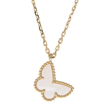 Butterfly Necklace gold chain with mother of pearl pendant by MARO Jewelry