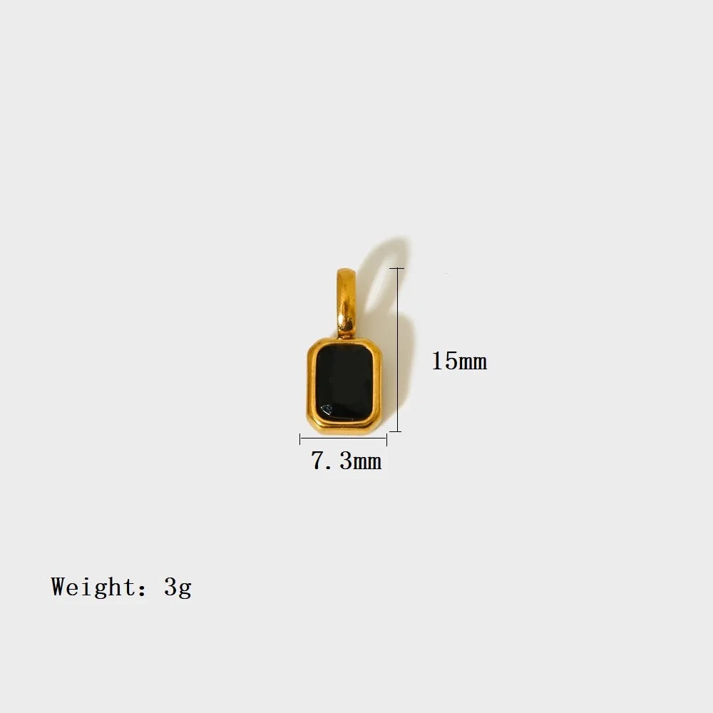 Black birthstone charm in gold-plated bezel, 15 mm x 7.3 mm, weight 3 g — MARO Jewelry.