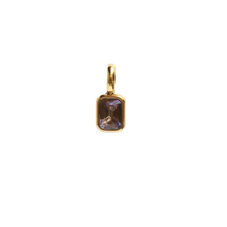 Lavender purple birthstone charm in a gold-plated rectangular bezel — MARO Jewelry