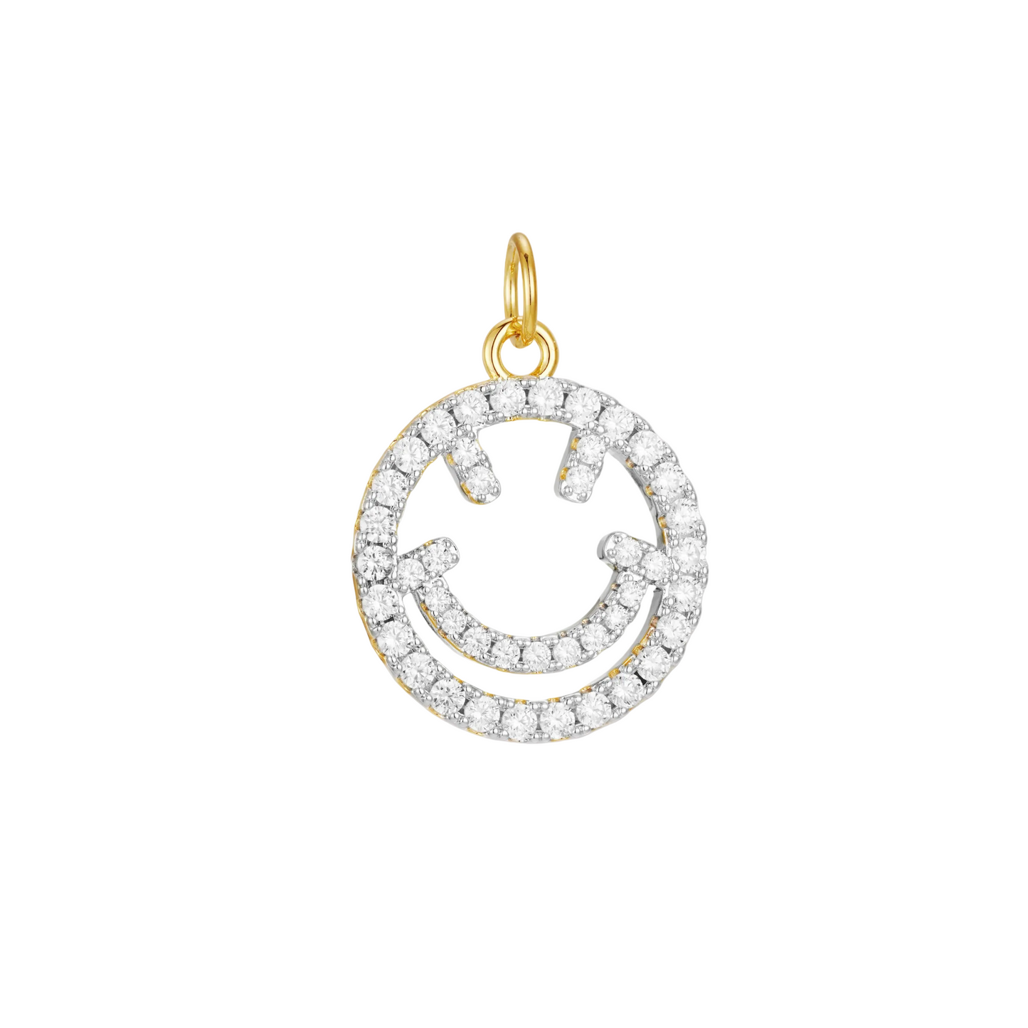 Happy Face Necklace — gold-tone chain with round smiley pendant, minimalist and playful style by MARO Jewelry.