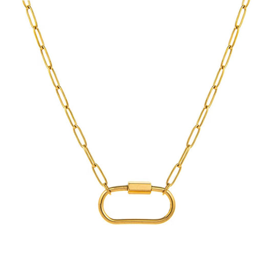 Paper Clip Chain — gold-tone elongated link necklace, hypoallergenic and water-resistant, minimal everyday jewelry by MARO.