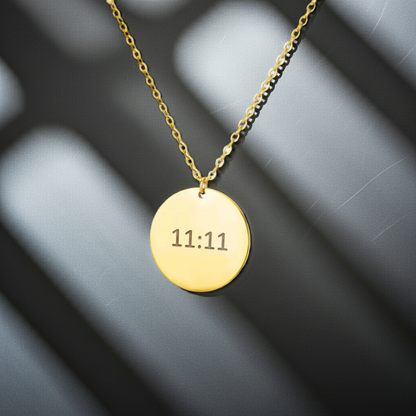 September 11 Memorial Necklace — gold engraved pendant symbolizing resilience, hope, and remembrance.