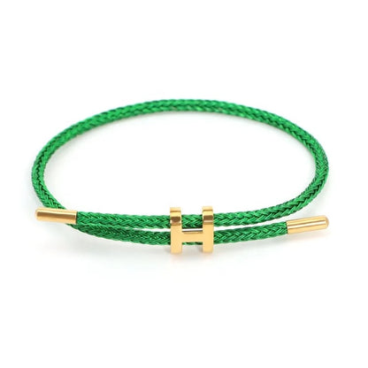 stylish braided green bracelet for men gold accent