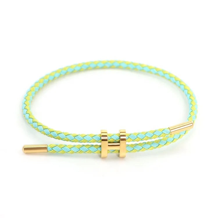 Blue and green Mix & Match Bracelet by MARO JEWELRY – adjustable braided bracelet with gold accent, stylish and versatile accessory for daily wear