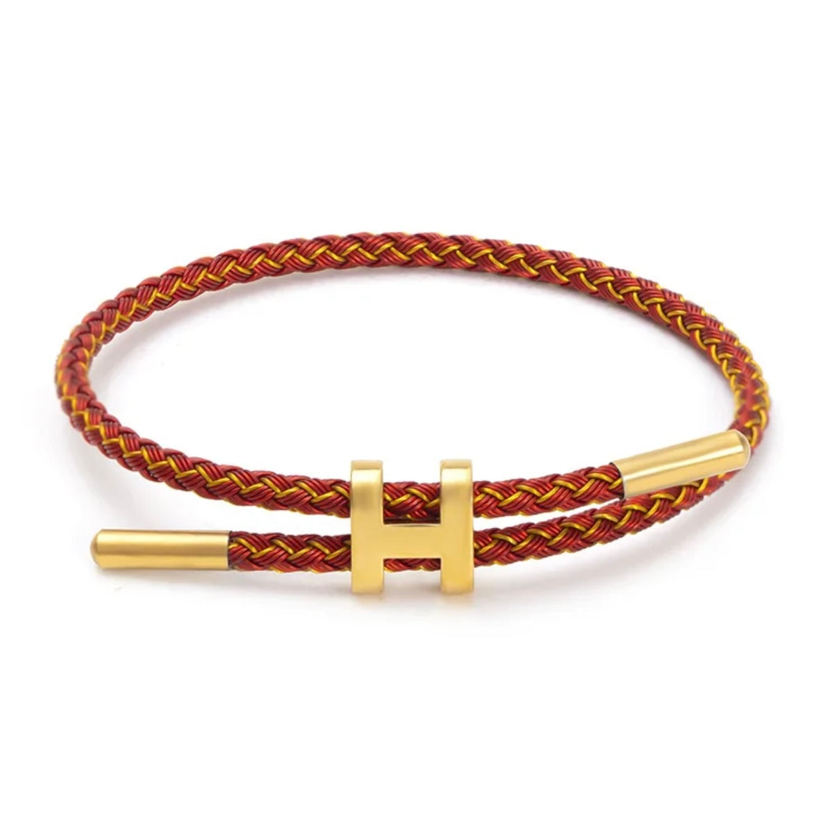 Red and yellow Mix & Match Bracelet by MARO JEWELRY – adjustable braided bracelet with gold accent, bold unisex accessory for daily wear.
