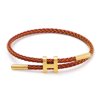 Red and yellow Mix & Match Bracelet by MARO JEWELRY – adjustable braided bracelet with gold accent, bold unisex accessory for daily wear.