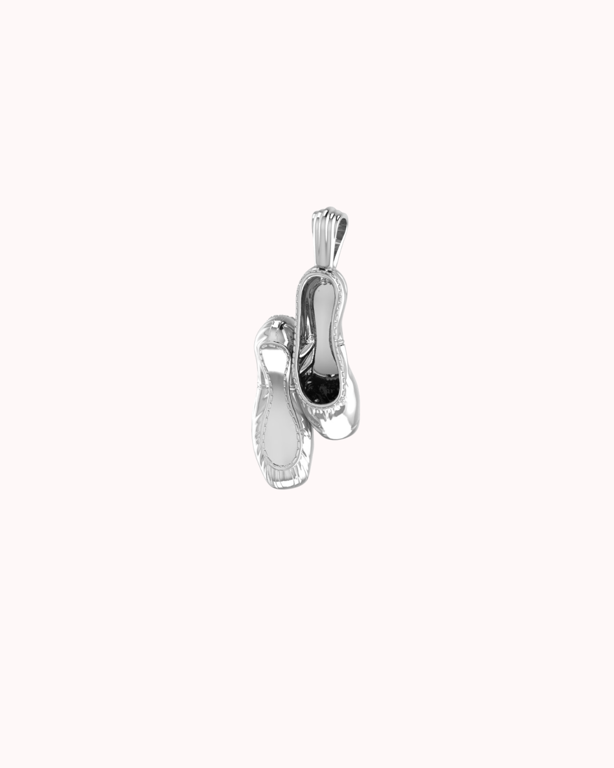 Sterling silver 925 pendant charm featuring two miniature ballet flats (slippers). Perfect jewelry gift for ballerinas and dance lovers.